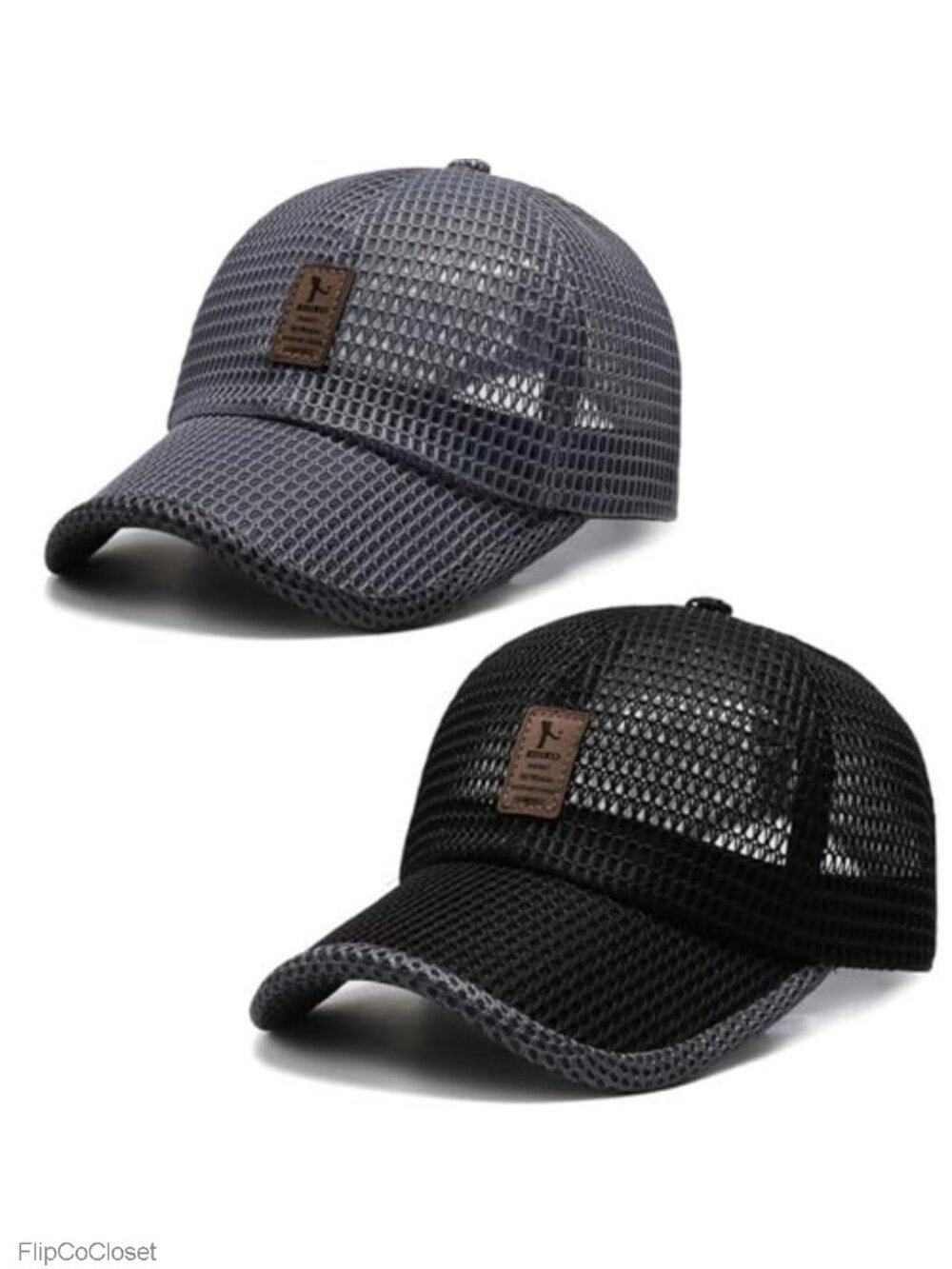 2 Pack Adjustable Lightweight Polyester Mesh Baseball Cap Trucker Hat